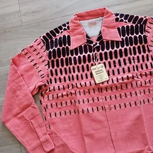 Vtg 50s Repro STYLE EYES Corduroy Shirt ELVIS DOT in Pink Rockabilly NEW Large - Picture 1 of 11