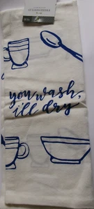 SACCO FARINA YOU WASH I'LL DRY PIATTI CUCINA ASCIUGAMANO cotone stampa 30 x 30" - Foto 1 di 1