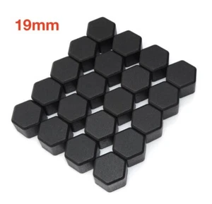19mm Black Silicone ALLOY WHEEL NUT BOLT COVERS CAPS UNIVERSAL SET FOR ANY CAR - Picture 1 of 3
