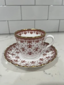 Spode Fleur de Lys Red Coffee Cup Y7481 Bone China Cup and Saucer Set(s) - Picture 1 of 4