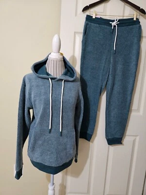 Conjunto de 2 piezas para correr con capucha y joggers de vellón inverso Astro Teal Members Mark talla S/M Foto 1 de 4