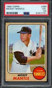 1968 Topps #280 Mickey Mantle PSA 3.5 Yankees  (7741)