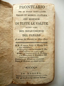 Prontuario Computazione Tutte le Valute Dipartimento del Panaro Modena 1807 - Foto 1 di 6
