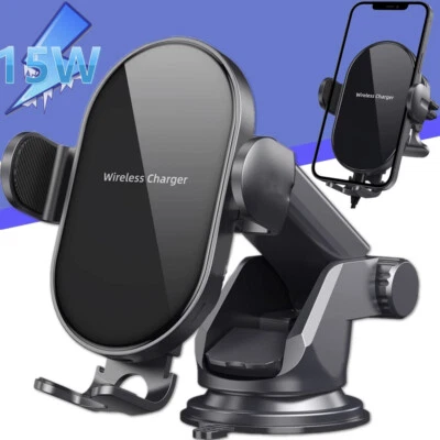 15W Fast Wireless Car Charger Automatic Clamping Mount Air Vent Phone Holder - Image 1 of 4