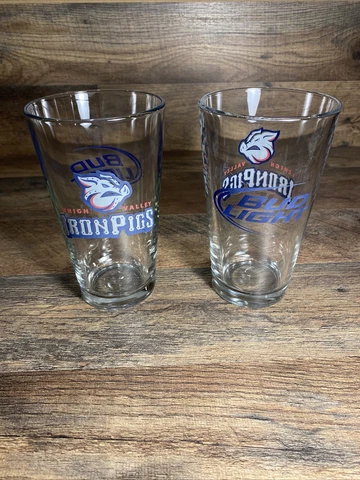 Lehigh Valley Iron Pigs Phillies Baseball Pint Beer Glass Set of 2 Cover