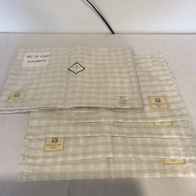 New Waterford By Wilton Court Silk Viscose Natural Beige 8 Placemats 18.5" x 13" - Image 1 of 4