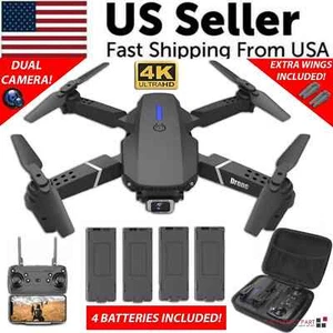2025 New RC Drone With 4K HD Dual Camera WiFi FPV Foldable Quadcopter +4 Battery - Picture 1 of 21
