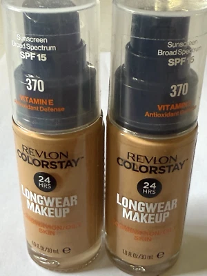 Revlon Colorstay 24 Hr Longwear Makeup Foundation #370 Toast 1 Fl oz SPF 15 X 2 - Image 1 of 4