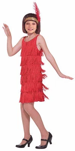 ROARING 20's RED FLAPPER GIRL'S HALLOWEEN COSTUME MEDIUM 8-10 CHARLESTON DANCER - Picture 1 of 1