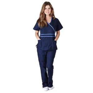 Exfoliantes médicos - Juego de pantalones simulados de contraste para mujer - azul marino/azul techo - Imagen 1 de 1