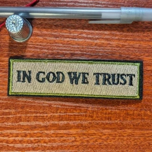 In God We Trust Patch 1.25x4" Religious Military Camo Colors Embroidered Iron On - Picture 1 of 3