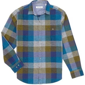 Tommy Bahama Canyon Beach falò bruciato oliva flanella plaid manica lunga NUOVO 3XLB - Foto 1 di 10
