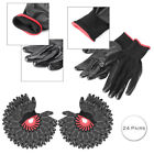 24 Pairs Nylon PU Safety Coated Protective Work Gloves Builders Grip Black