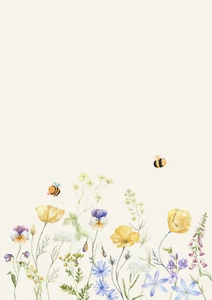 Digitale Poster „Bienen & Blumen“ – 3-teilige Kollektion mit fröhlichen Bienchen - Bild 1 von 3