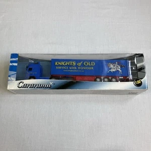 Cararama Volvo 460 Truck Curtain Sider Knights Of Old Blue Scale 1:50 Diecast - Picture 1 of 11