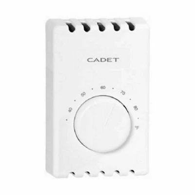 Cadet T410A White 08121 Single Pole 2 Wire Dial Thermostat 120v 240v Line Voltag - Image 1 of 3