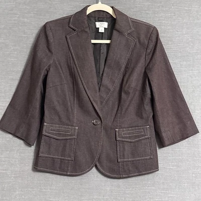 Blazer Vintage y2k Loft 8 Pequeño Marrón Carrera Oficina Trabajo Retro Neutro Mínimo Foto 1 de 4