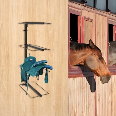 4-Tier Black Saddle Rack Wall Mounted Saddle Rack for Horse Tack Room Stable - Image 1 of 4