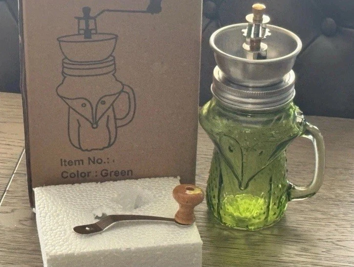 Tarro Molinillo de Café Fox Tarro de Albañil con Tapa Decoración Verde Nuevo Foto 1 de 1