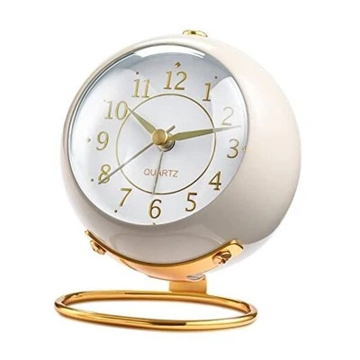 Analog Alarm Clocks,Retro Backlight Cute Simple Design Small Desk Clock White - Image 1 of 4