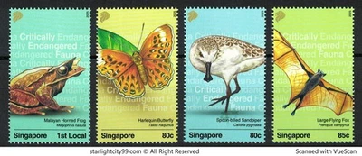 SINGAPORE 2025 CRITICALLY ENDANGERED FAUNA OF S’PORE COMP. SET 4 STAMPS IN MINT - Image 1 of 4