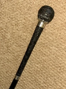 Victorian Walking Stick Cane Intricate Hand Carved Top & Hallmarked Silver 1891 - Picture 1 of 10