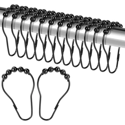 Rust Resistant Shower Curtain Rings Secure Locking Clips Pear Shaped Hooks for - Image 1 of 4
