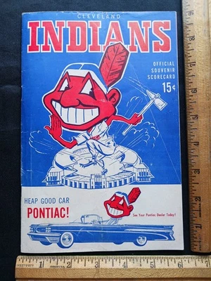 1959 CLEVELAND INDIANS VS CHICAGO WHITE SOX PROGRAM AUTO'S 9 PLAYERS B. MARTIN + - Image 1 of 4