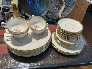 Vtg SET of 36 Lenox Nydia # P-419-W Dinner Service Plates Saucers Cups Nice! - Picture 1 of 8