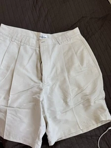 Vintage Arnold Palmer Rayon Golf Shorts Size 34 Tan Chino Bermuda Summer 8" - Picture 1 of 6