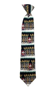 Dockers Boys Christmas Football Silk Clip On Tie Santa Reindeer FUN 14" Long - Picture 1 of 5