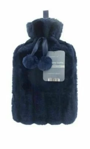 Large 2L Natural Rubber Hot Water Bottle With Warm Faux Fur Fleece Knitted Cover - Picture 1 of 6
