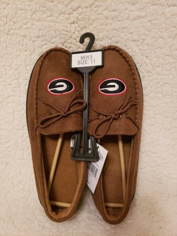 Georgia Bulldogs (L) Moccasin Slippers Men's Sz 11-12 Team Logo Warm Winter NWT Cover
