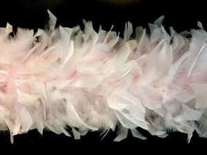 2 Yards - Pale Pink Heavy Weight Chandelle Turkey Feather Boa Supply | 80 Gram - Picture 1 of 12