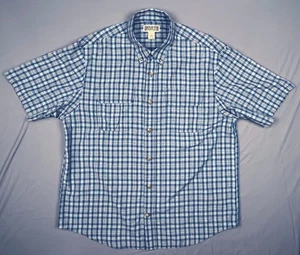Duluth Trading Co Men's Blue Plaid Button Up Short Sleeve XL Polyester Blend - Picture 1 of 9