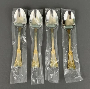 Royal Albert Great Country Roses Place Soup Spoon Lot of 3 Stainless Gold New - Picture 1 of 4