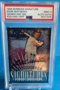 1998 Donruss Significant Signatures Autograph Eddie Mathews No 53/2000 PSA 9
