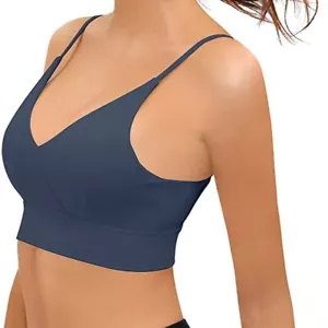 LARGE—Comfortable, Blue, Soft T Shirt Bra, Wirefree, Removable Pad| Yoga🇺🇸 - Picture 1 of 7