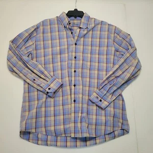 Alan Flusser Mens Size Large Button Down Shirt Colorful Plaid L/S Casual Preppy - Picture 1 of 11