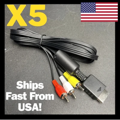 X5 New 6 Ft AV RCA Audio Video Composite Cable Cord Sony PS1 PS2 PS3 Ships USA - Image 1 of 3