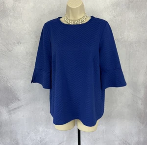 DEBENHAMS Top UK 14 Blue Stretch Pullover Party Evening Cocktail Occasion - Picture 1 of 11