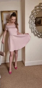 TED BAKER Fellama scallop bardot fit&flare skirt skater dress size 3 (UK 12) - Picture 1 of 8