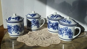 Williams And Sonoma Blue And White Covered Coffee Mugs - Picture 1 of 12