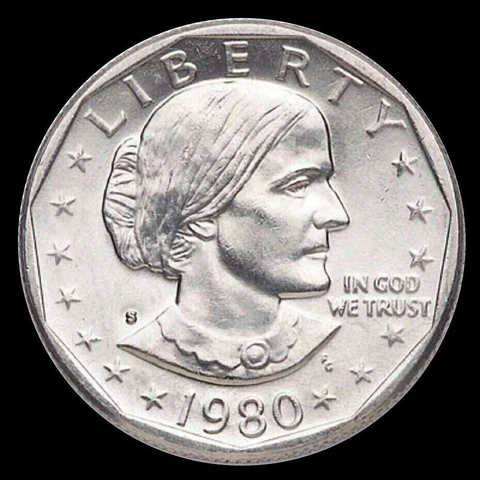 1980 S Susan B Anthony Dollar US Mint Coin "Brilliant Uncirculated" SBA  $ Cover