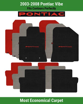 Alfombrillas delanteras y traseras Lloyd Velourtex para Pontiac Vibe '03-08 con Pontiac rojo sobre negro Foto 1 de 4