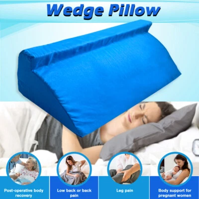 Wedge Pillow Foam Bed 30° Incline For Side Sleeper Medical Elevated Bolster Blue