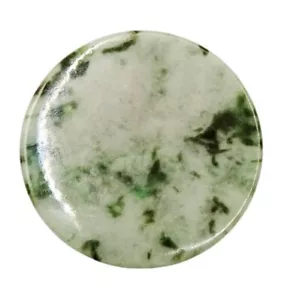 Plato redondo áspero de jadeíta piedras preciosas pulidas decoración hogar suerte natural 110 g - Imagen 1 de 7