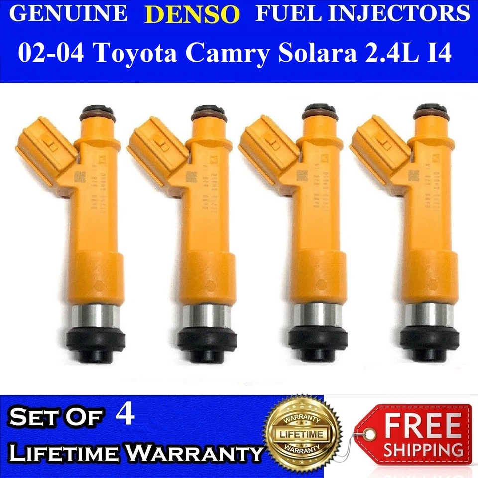 ✅Juego de 4 inyectores de combustible Denso genuinos para Toyota Solara 2002 2003 2004 2,4 L I4 Foto 1 de 1