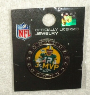 GREEN BAY PACKERS AARON RODGERS MVP 2011 2014 2020 PIN WINCRAFT NOVO NO PACOTE - Imagem 1 de 4