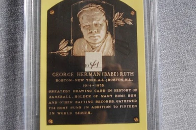BGS BABE RUTH "41"  SIGNED CUT HANDWRITTEN HOF PLAQUE NY YANKEES BAS BECKETT**** - Image 1 of 4
